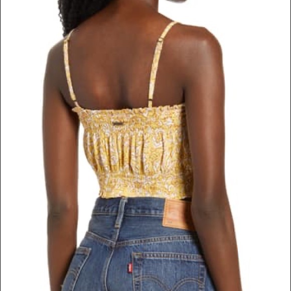 Billabong Straight Seas Crop Top Vintage Yellow Floral Size Large NWT - Picture 3 of 7
